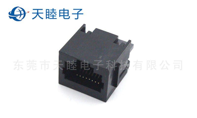 8P8C全塑180度直立式帶邊RJ45連接器