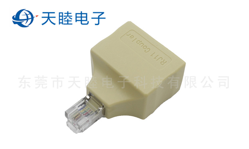 RJ11連接器 2PIN帶屏蔽電話公轉(zhuǎn)母轉(zhuǎn)接頭 高清圖片