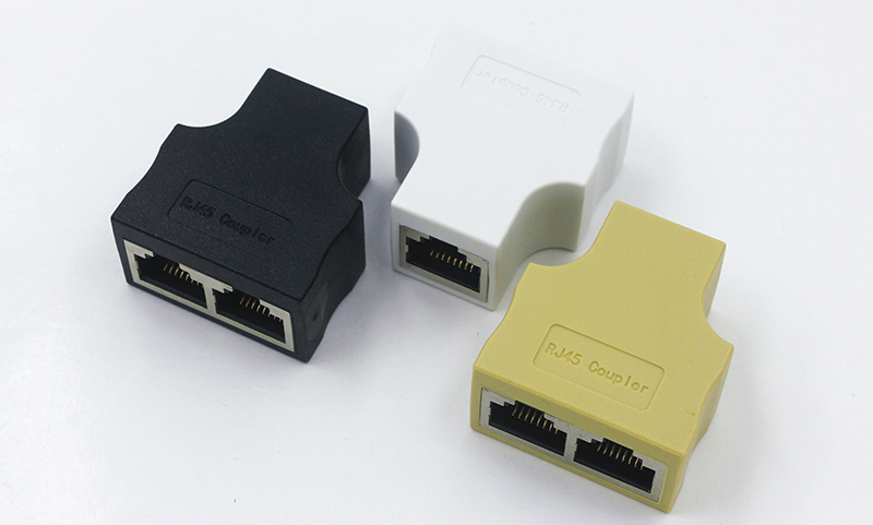 白色8PIN RJ458P8C 網(wǎng)絡(luò)三通頭耦合器