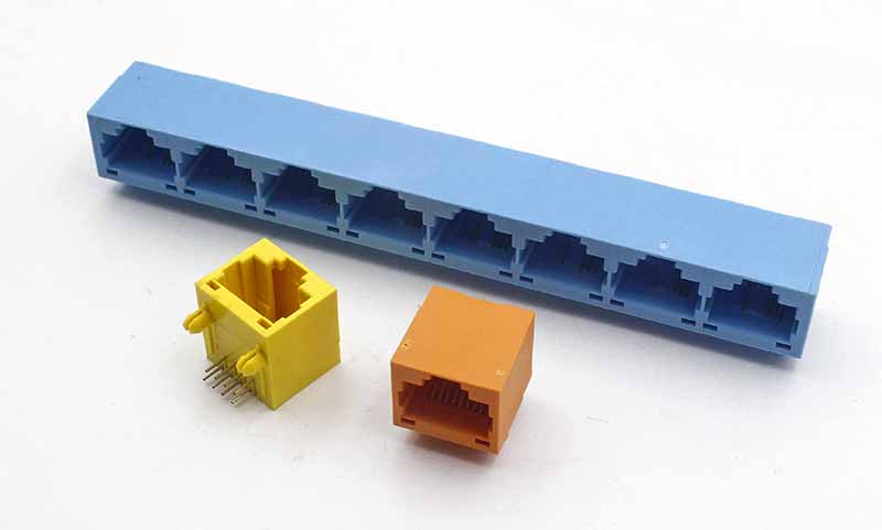 RJ45 8P8C網(wǎng)絡連接器母座 90度直插角窗口朝上